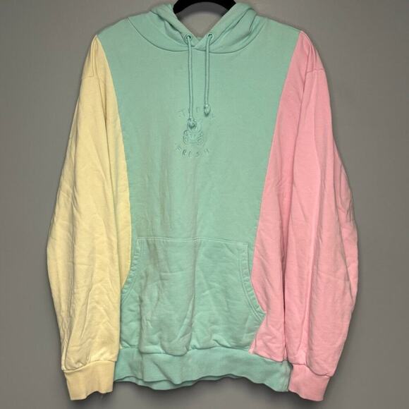 Teddy Fresh Mens Streetwear Pastel Colorblock Embroidered Hoodie Sz L - Picture 1 of 7